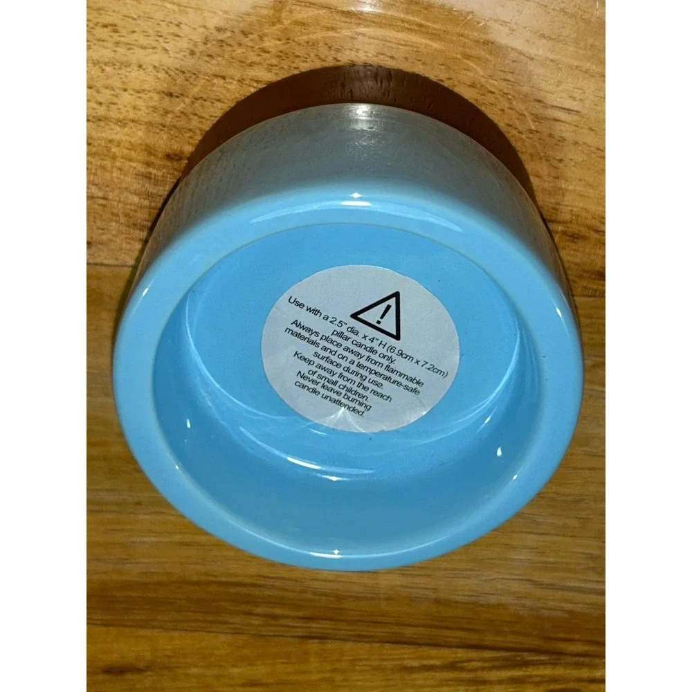 Happy Chic Jonathan Adler Wood Blue Candle Holder